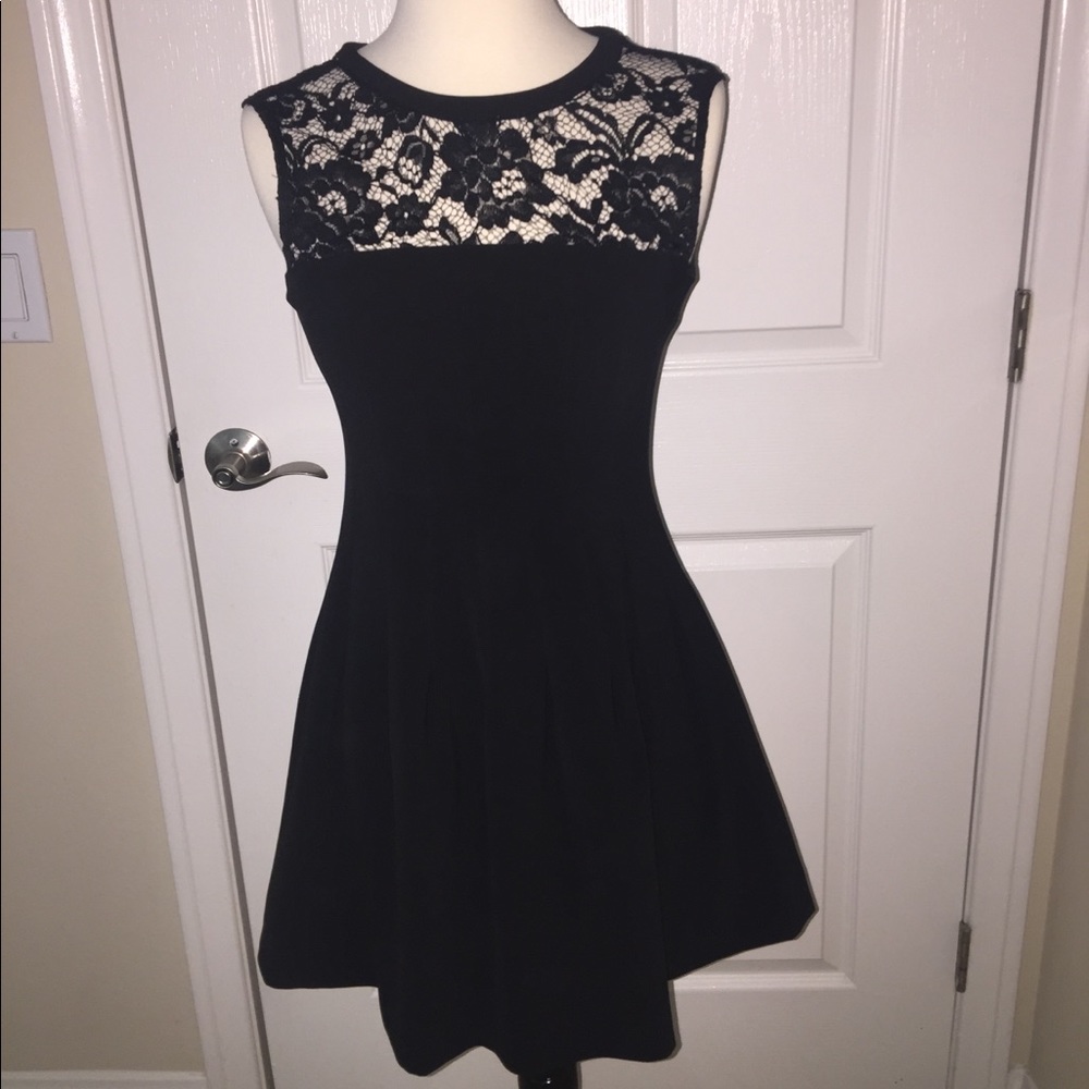 Black Lace Pleated Dress